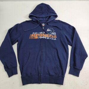Denver Broncos Football NFL Men's Size M‎ Full Zip Navy Blue Jacket Hoodie EUC